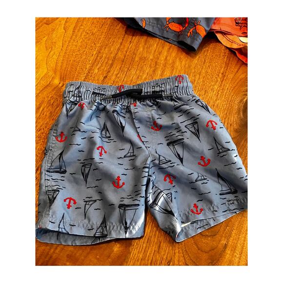 Toddler Boy Swim Lot – 4 Swim Trunks + Surf-osaurus Rashguard Shirt – Size 2T - Picture 6 of 14